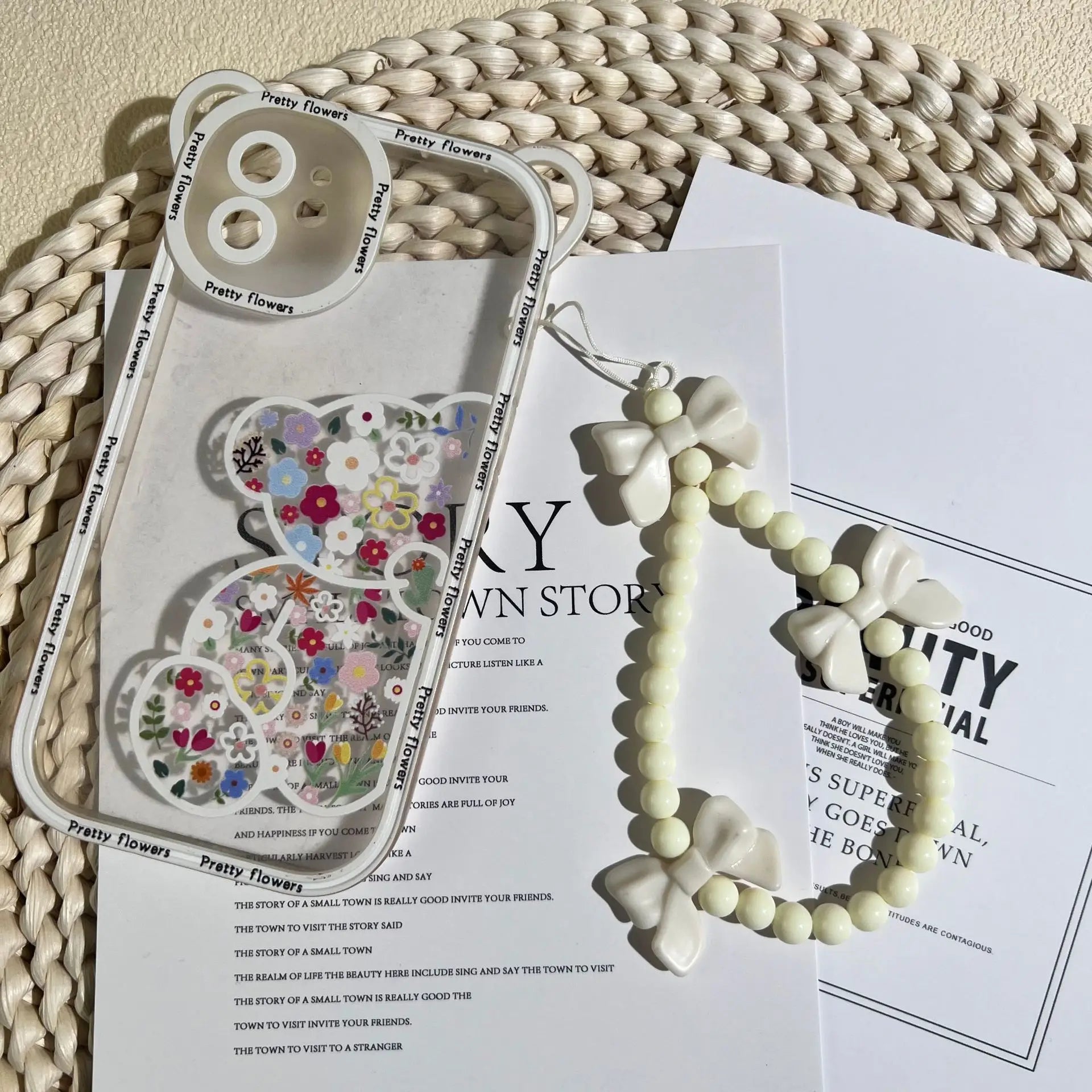 Telephone Charm Strap Beaded