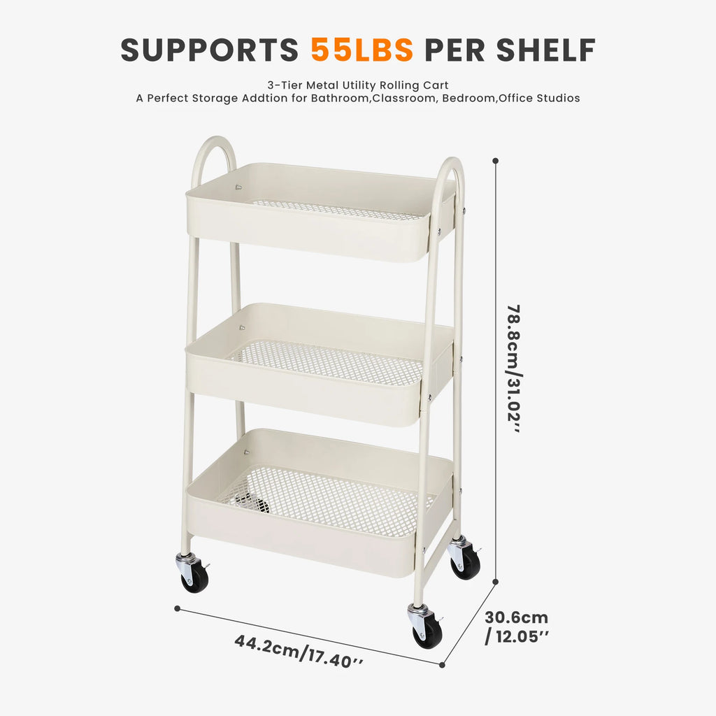 3 Tier Metal Storage Kitchen Cart
