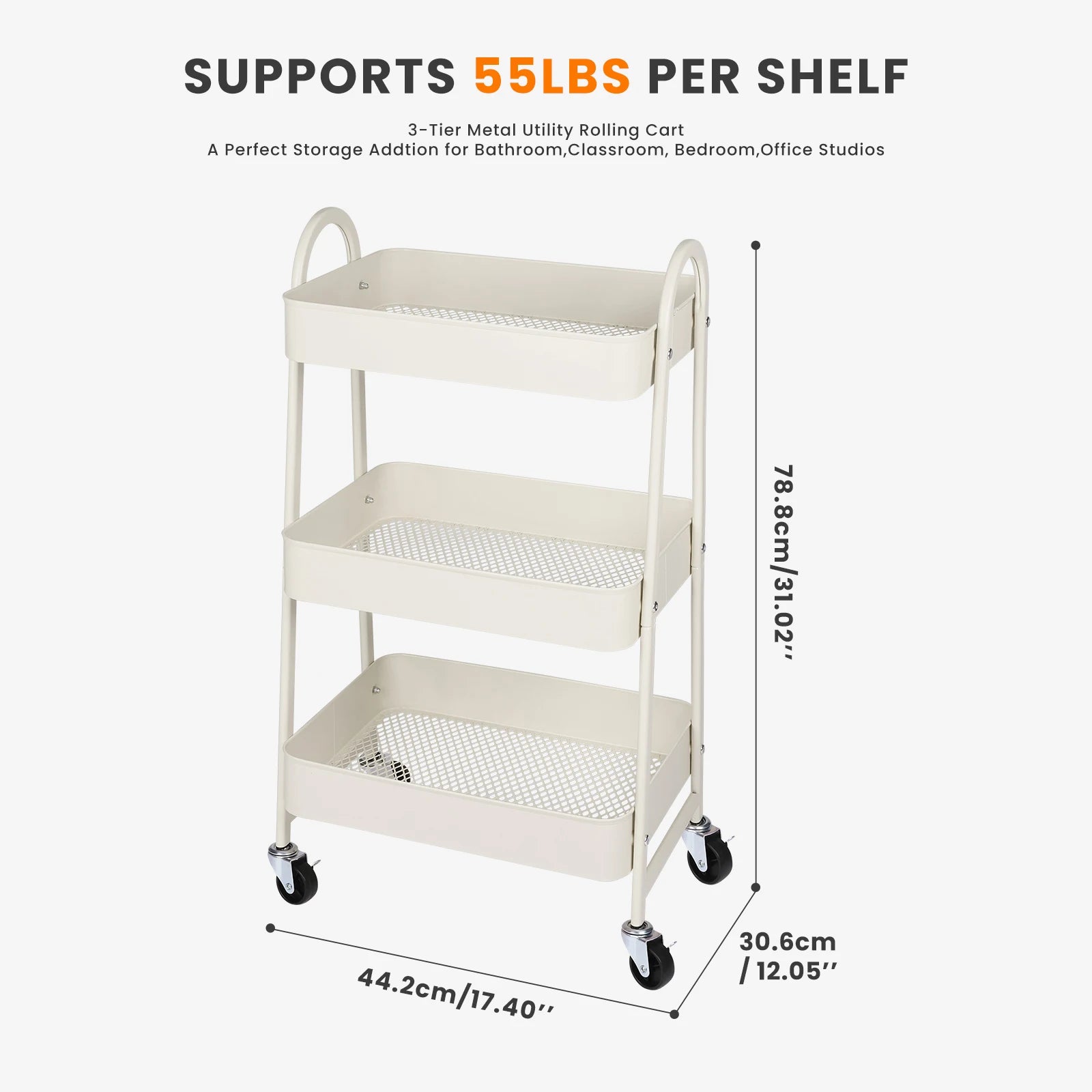 3 Tier Metal Storage Kitchen Cart