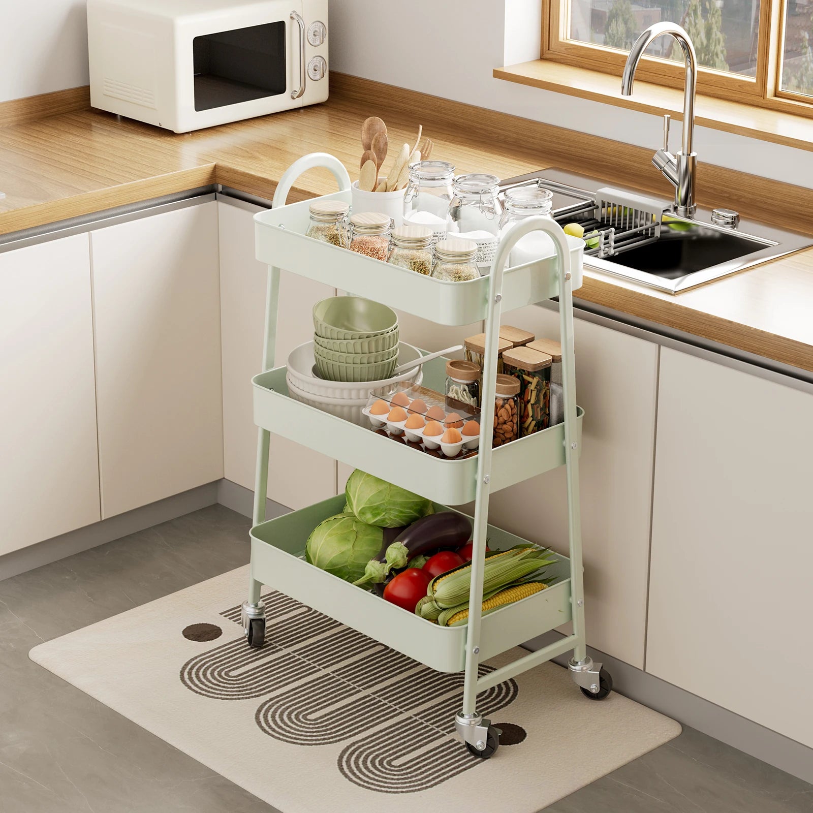 3 Tier Metal Storage Kitchen Cart