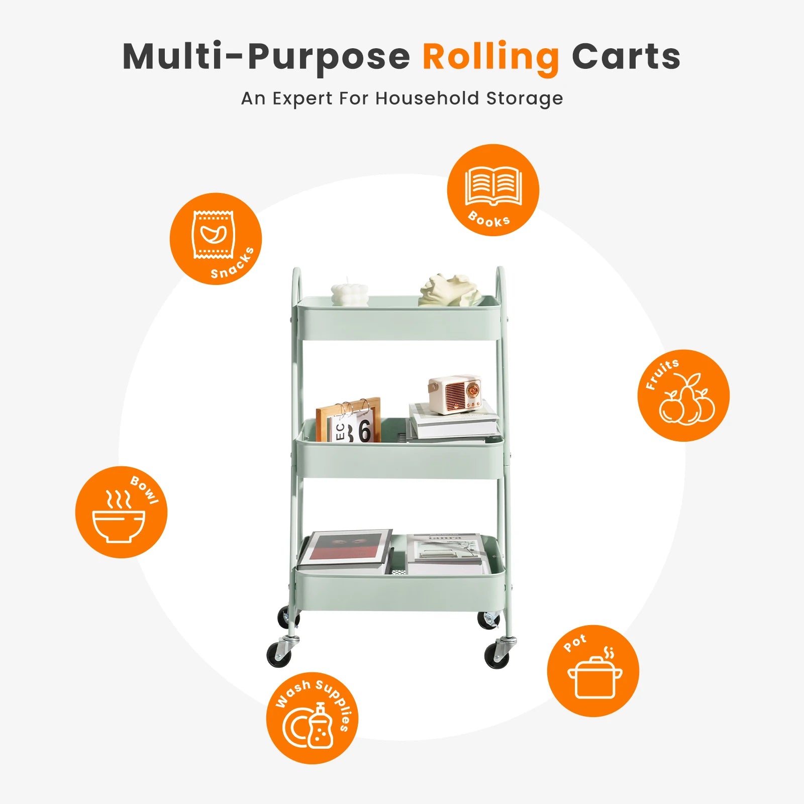 3 Tier Metal Storage Kitchen Cart
