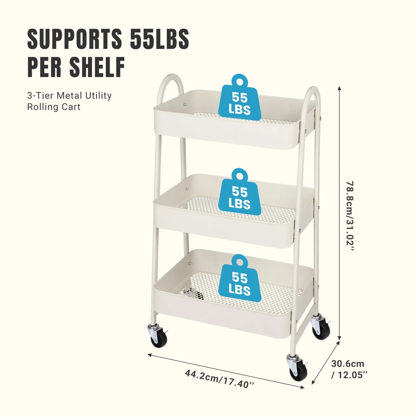 3 Tier Metal Storage Kitchen Cart