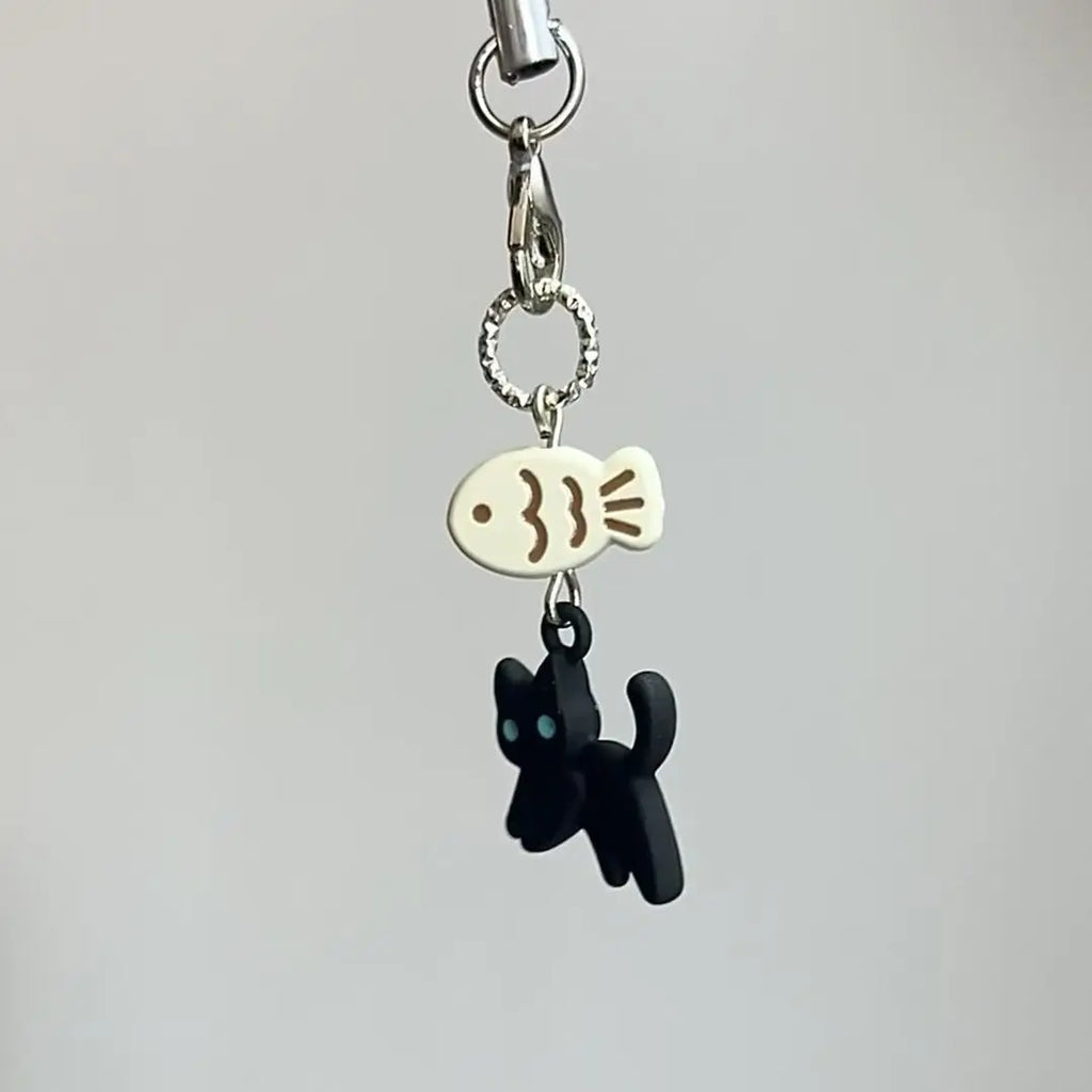 Phone Pendant Cute Black Cat