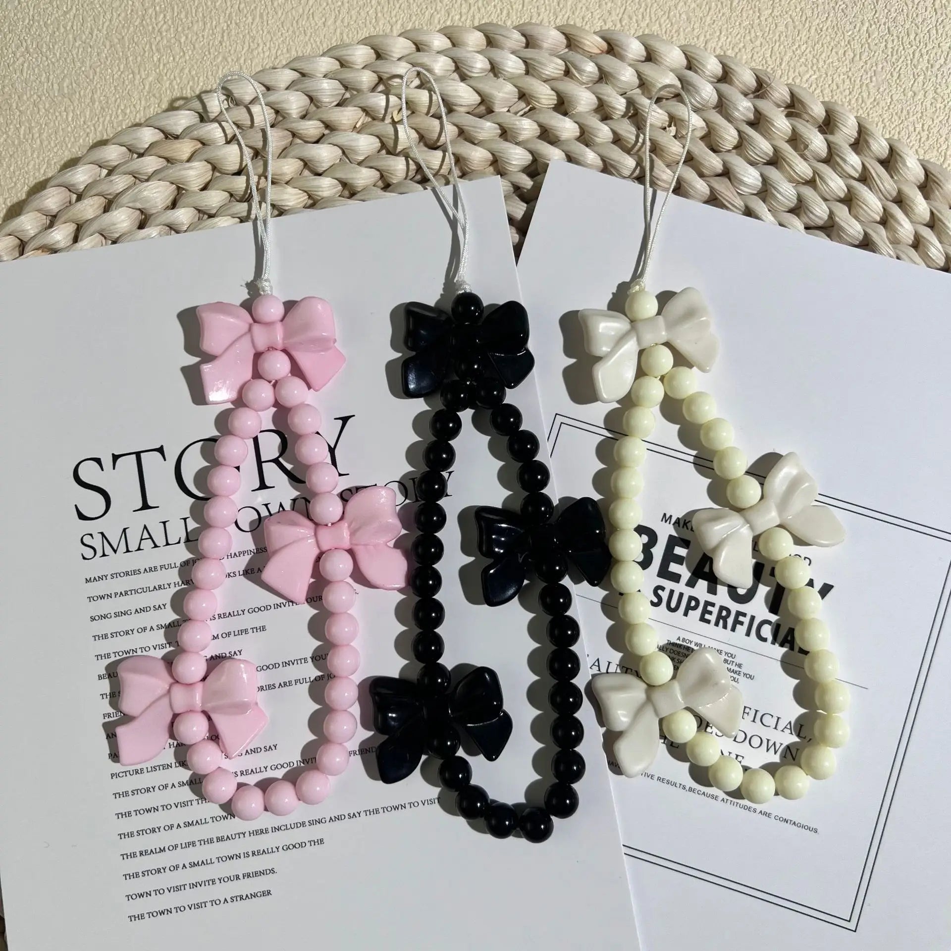 Telephone Charm Strap Beaded